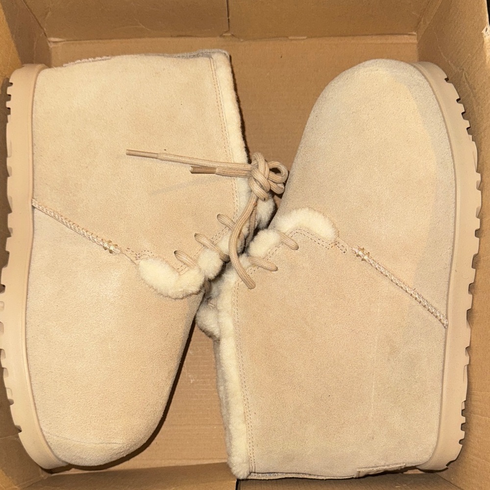 UGG Tan Lace-Up Boots
